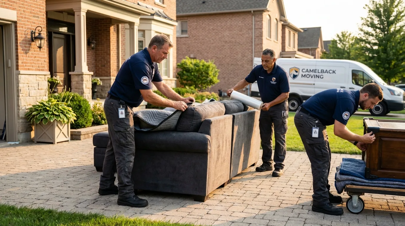 Large estate moving crew wrapping furniture in Horatio, AR