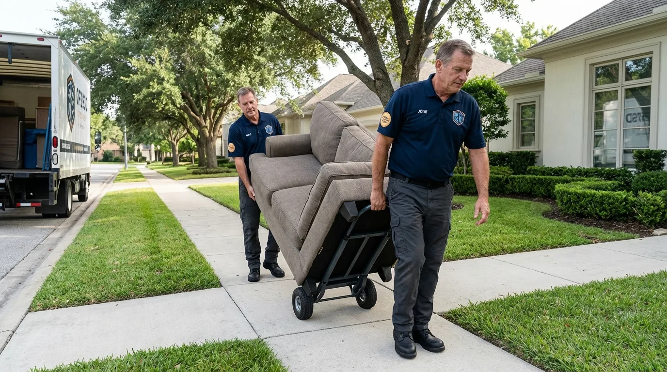 Local residential moving crew loading furniture in Horatio, AR